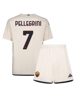 Billige AS Roma Lorenzo Pellegrini #7 Bortedraktsett Barn 2023-24 Kortermet (+ Korte bukser)